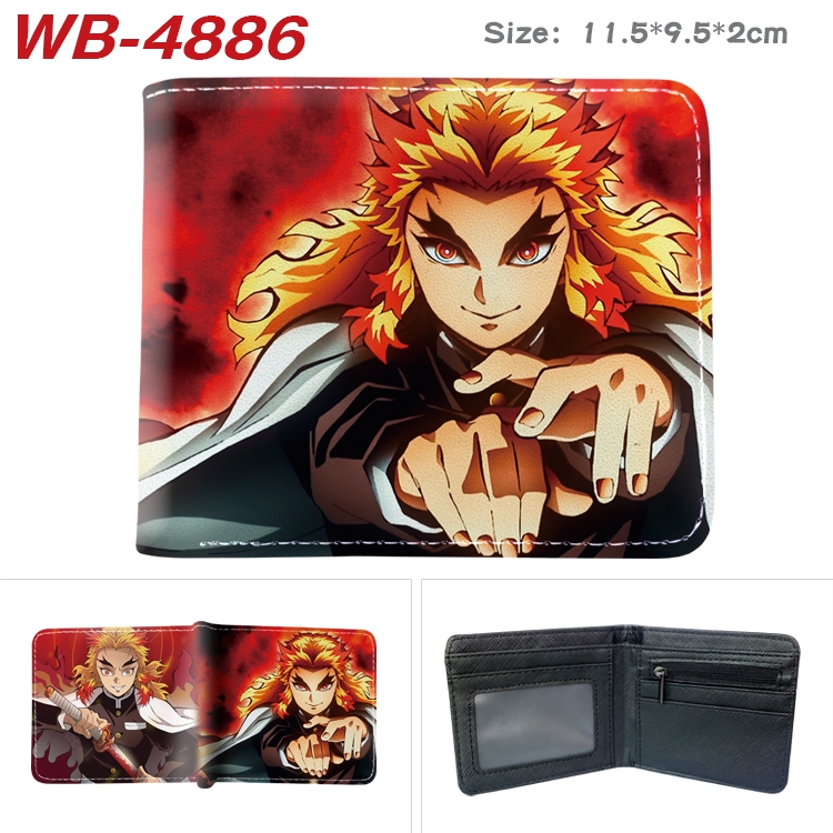 Demon Slayer Kimets Animation color PU leather half fold wallet 11.5X9X2CM WB-4886A