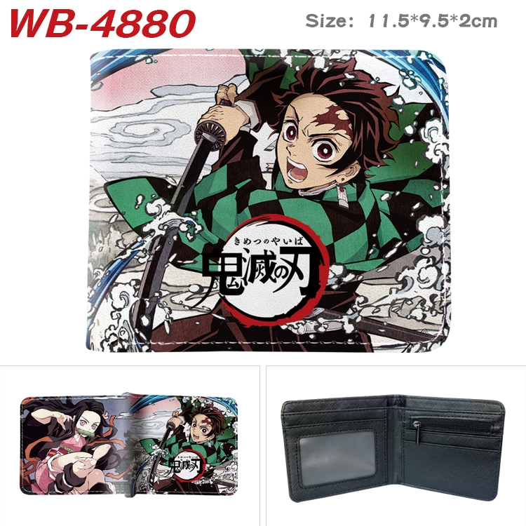 Demon Slayer Kimets Animation color PU leather half fold wallet 11.5X9X2CM WB-4880A