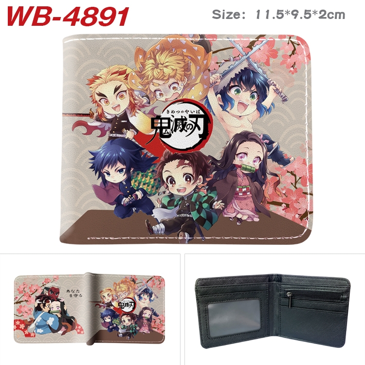 Demon Slayer Kimets Animation color PU leather half fold wallet 11.5X9X2CM WB-4891A