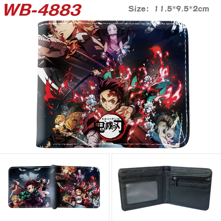 Demon Slayer Kimets Animation color PU leather half fold wallet 11.5X9X2CM WB-4883A