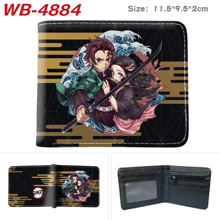 Demon Slayer Kimets Animation color PU leather half fold wallet 11.5X9X2CM WB-4884A