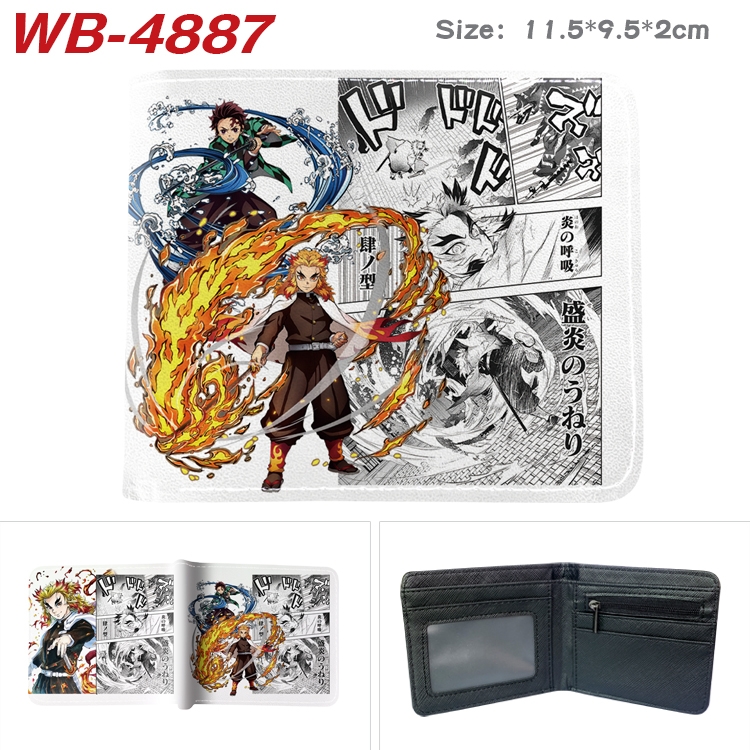 Demon Slayer Kimets Animation color PU leather half fold wallet 11.5X9X2CM WB-4887A