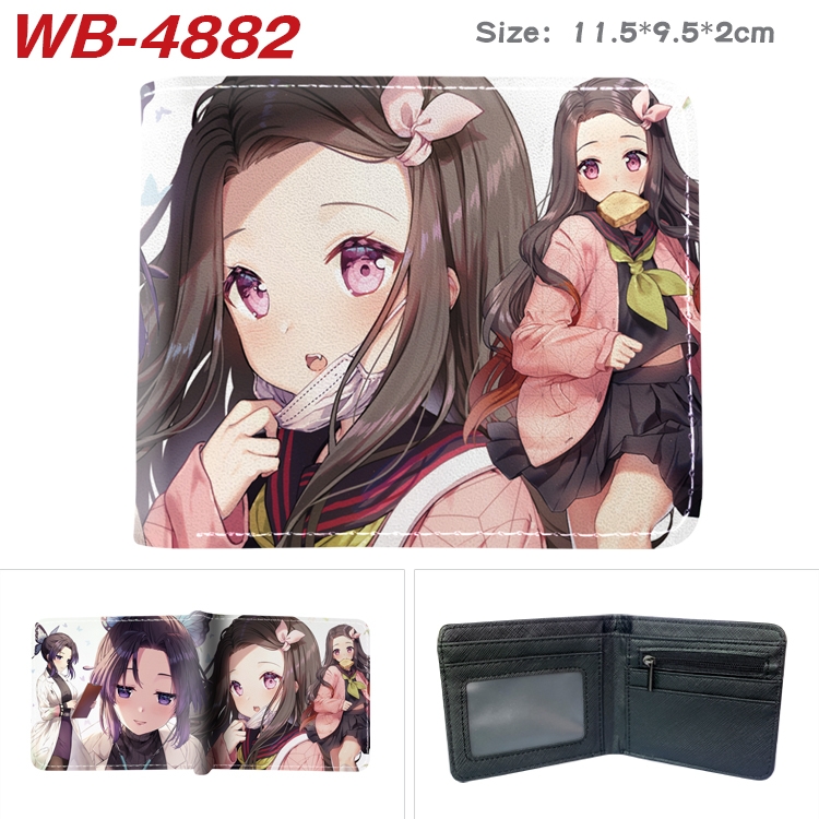 Demon Slayer Kimets Animation color PU leather half fold wallet 11.5X9X2CM WB-4882A