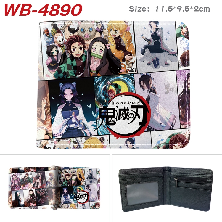 Demon Slayer Kimets Animation color PU leather half fold wallet 11.5X9X2CM WB-4890A