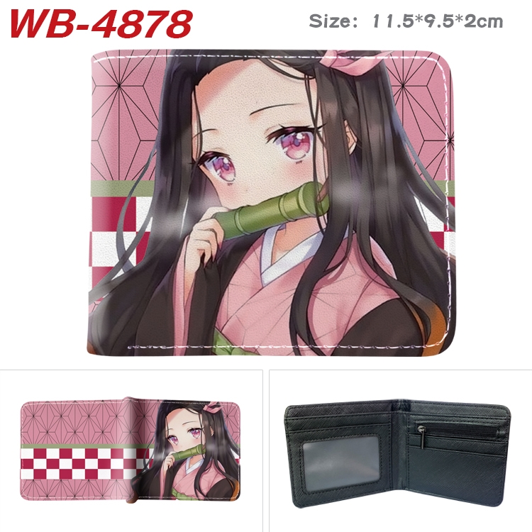 Demon Slayer Kimets Animation color PU leather half fold wallet 11.5X9X2CM WB-4878A