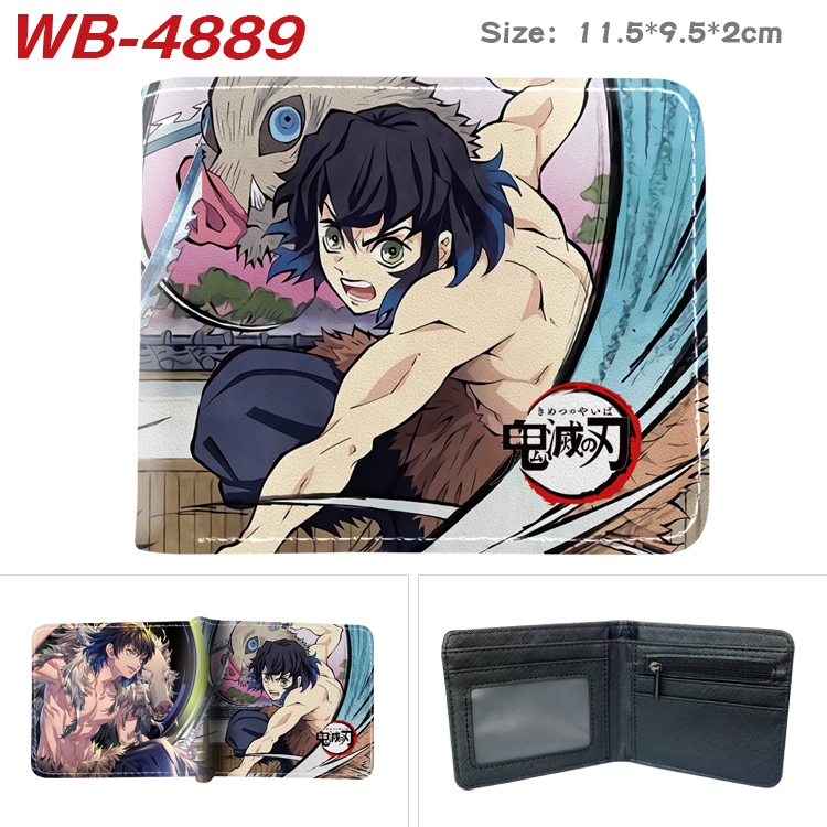 Demon Slayer Kimets Animation color PU leather half fold wallet 11.5X9X2CM WB-4889A