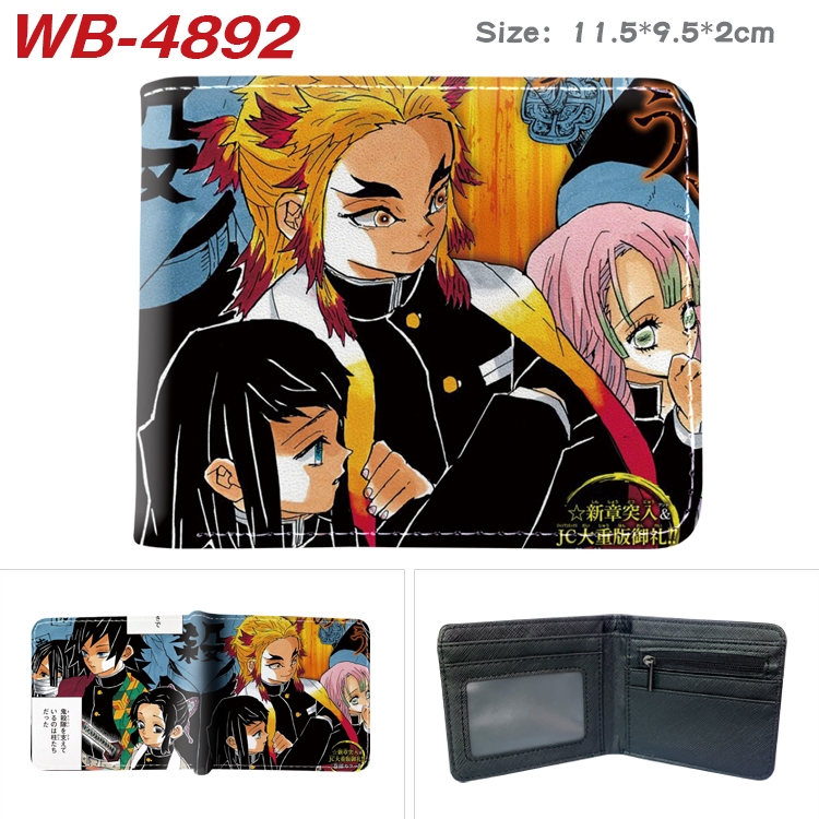 Demon Slayer Kimets Animation color PU leather half fold wallet 11.5X9X2CM WB-4892A