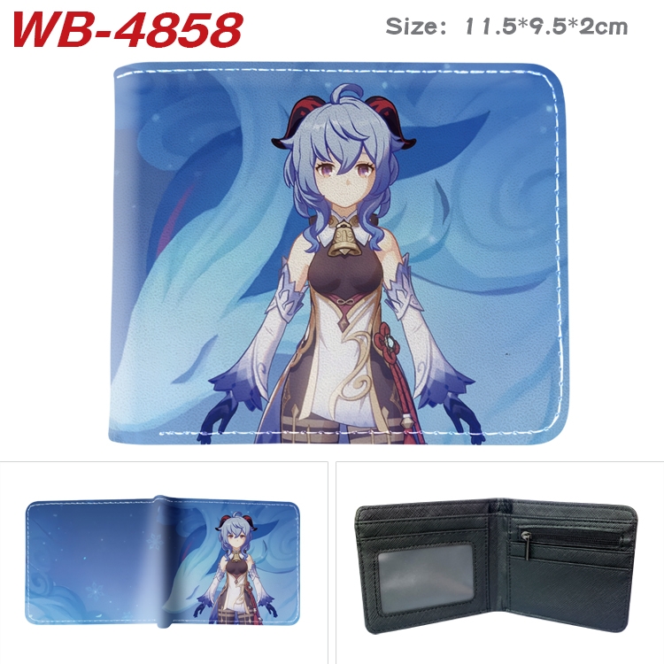 Genshin Impact Animation color PU leather half fold wallet 11.5X9X2CM WB-4858A