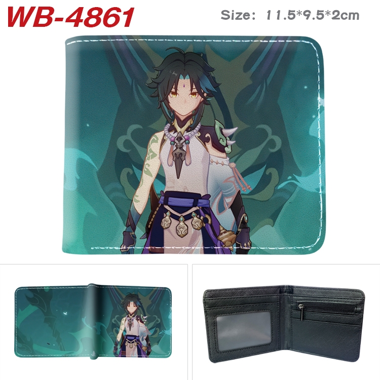 Genshin Impact Animation color PU leather half fold wallet 11.5X9X2CM WB-4861A