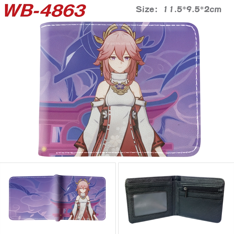 Genshin Impact Animation color PU leather half fold wallet 11.5X9X2CM WB-4863A