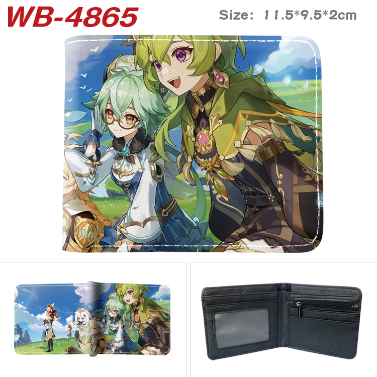 Genshin Impact Animation color PU leather half fold wallet 11.5X9X2CM WB-4865A