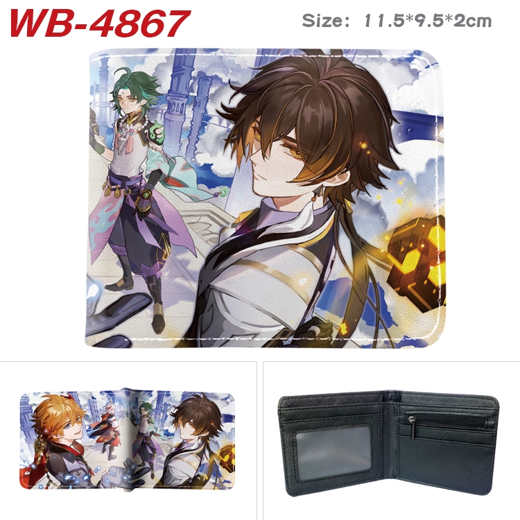 Genshin Impact Animation color PU leather half fold wallet 11.5X9X2CM WB-4867A