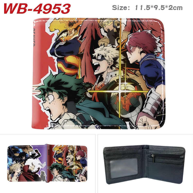 My Hero Academia Animation color PU leather half fold wallet 11.5X9X2CM  WB-4953A
