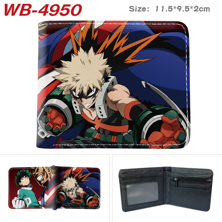 My Hero Academia Animation color PU leather half fold wallet 11.5X9X2CM WB-4950A