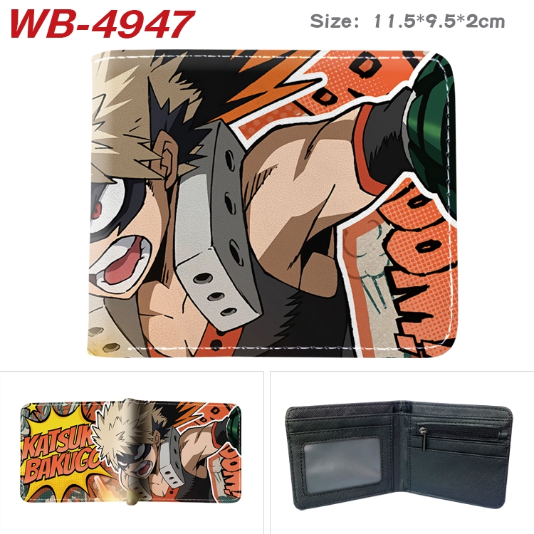 My Hero Academia Animation color PU leather half fold wallet 11.5X9X2CM WB-4947A