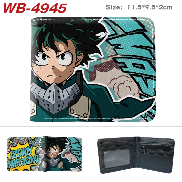 My Hero Academia Animation color PU leather half fold wallet 11.5X9X2CM WB-4945A