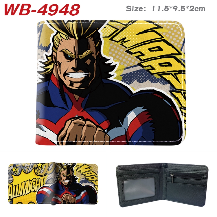 My Hero Academia Animation color PU leather half fold wallet 11.5X9X2CM WB-4948A