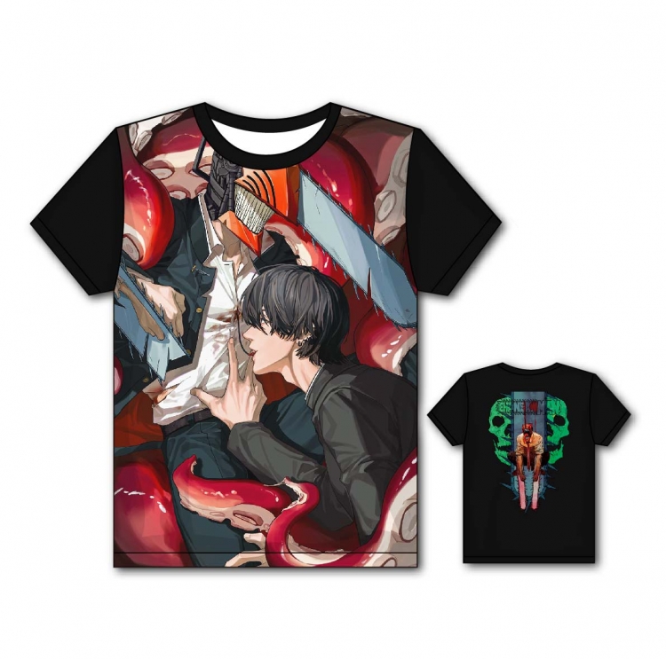 Chainsaw man Anime Full color printing flower short sleeve T-shirt from S to 5XL DJ32