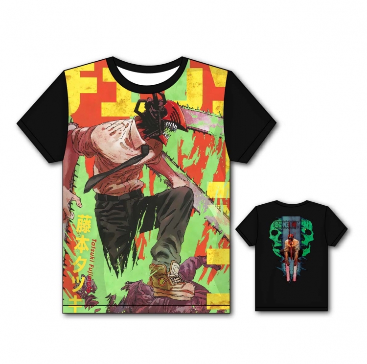 Chainsaw man Anime Full color printing flower short sleeve T-shirt from S to 5XL  DJ12