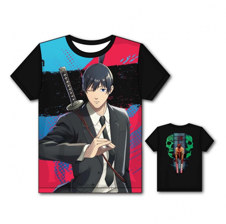 Chainsaw man Anime Full color printing flower short sleeve T-shirt from S to 5XL  DJ27