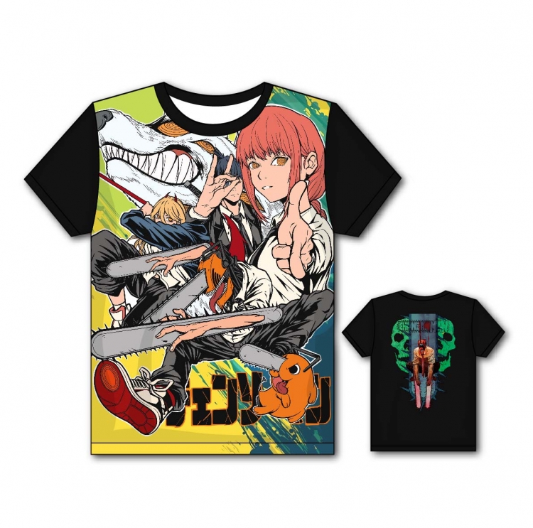 Chainsaw man Anime Full color printing flower short sleeve T-shirt from S to 5XL DJ35