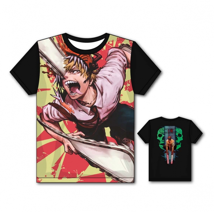 Chainsaw man Anime Full color printing flower short sleeve T-shirt from S to 5XL DJ9