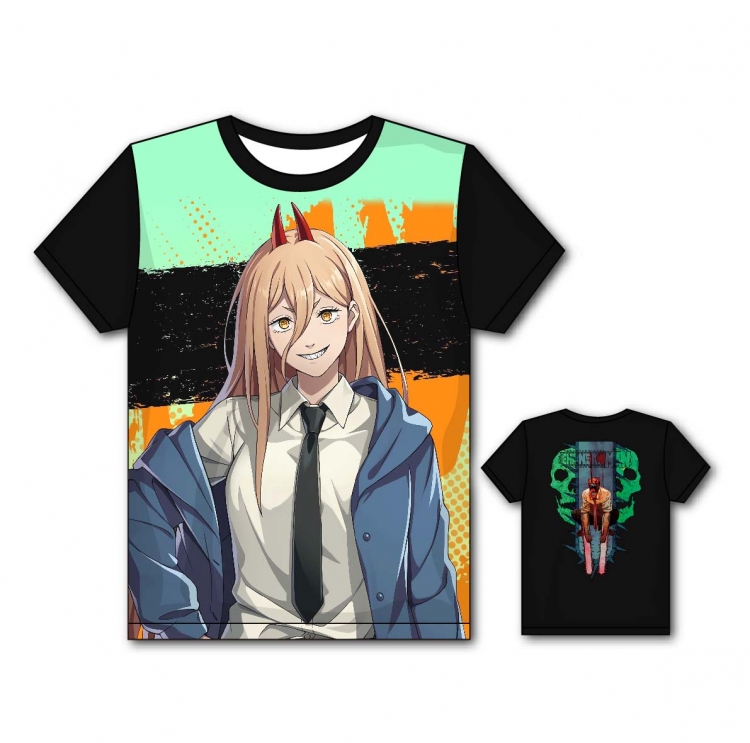 Chainsaw man Anime Full color printing flower short sleeve T-shirt from S to 5XL  DJ28