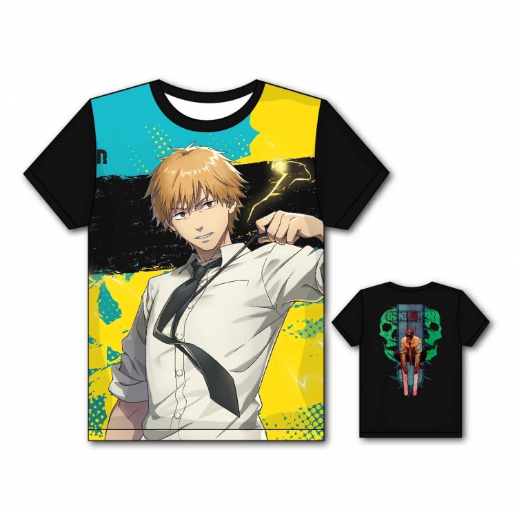 Chainsaw man Anime Full color printing flower short sleeve T-shirt from S to 5XL DJ29