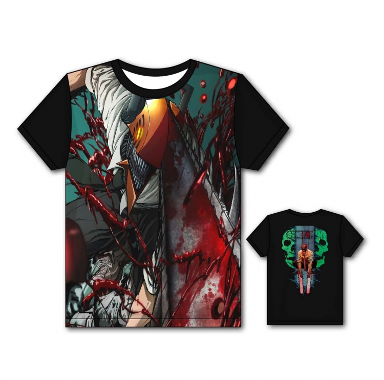 Chainsaw man Anime Full color printing flower short sleeve T-shirt from S to 5XL DJ22