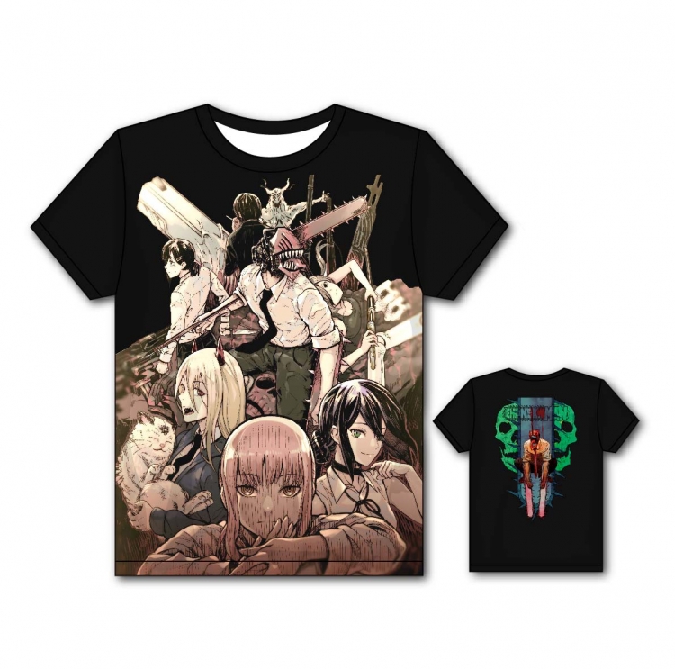 Chainsaw man Anime Full color printing flower short sleeve T-shirt from S to 5XL  DJ1