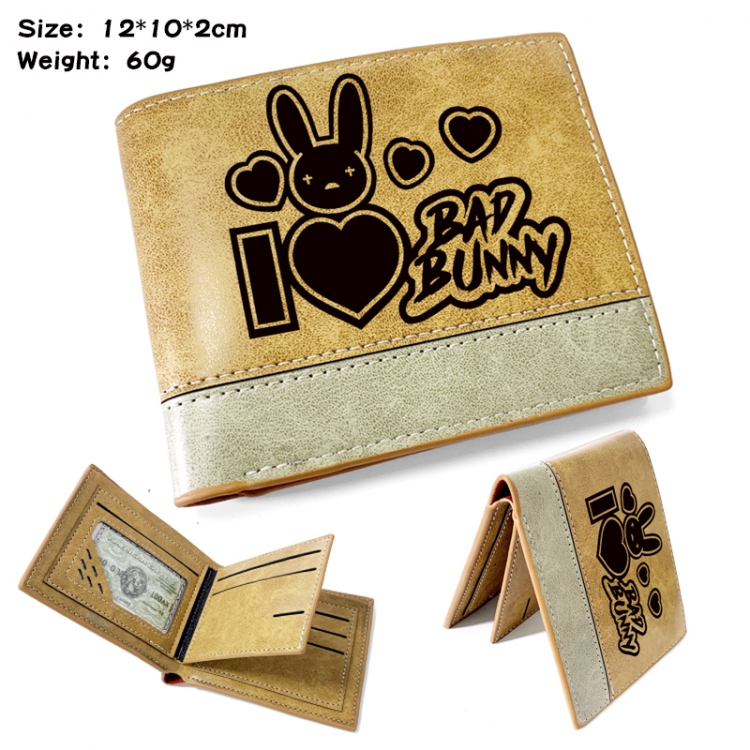 Bad Bunny Anime high-quality PU folding embossed wallet 12X10X2CM 60G