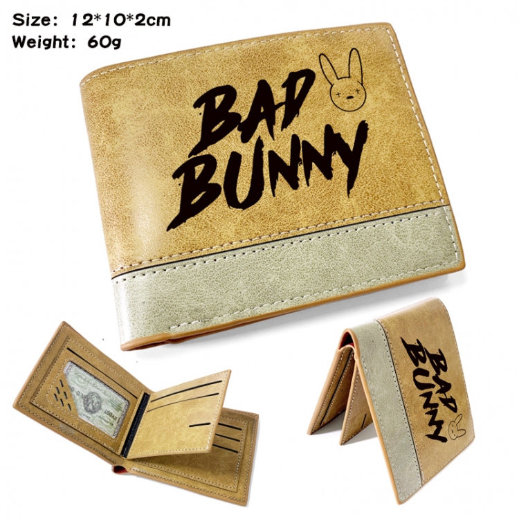 Bad Bunny Anime high-quality PU folding embossed wallet 12X10X2CM 60G