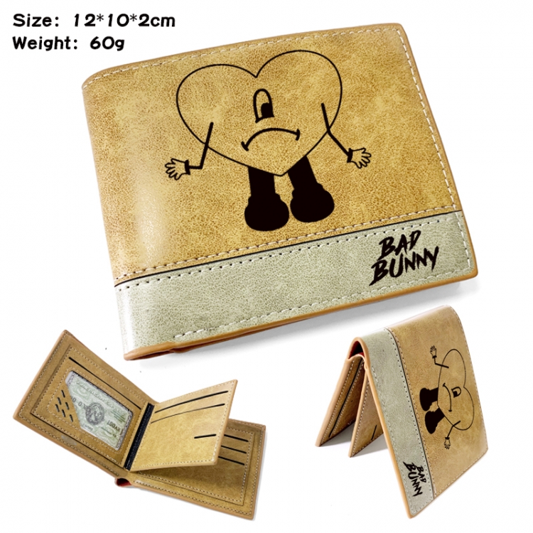 Bad Bunny Anime high-quality PU folding embossed wallet 12X10X2CM 60G