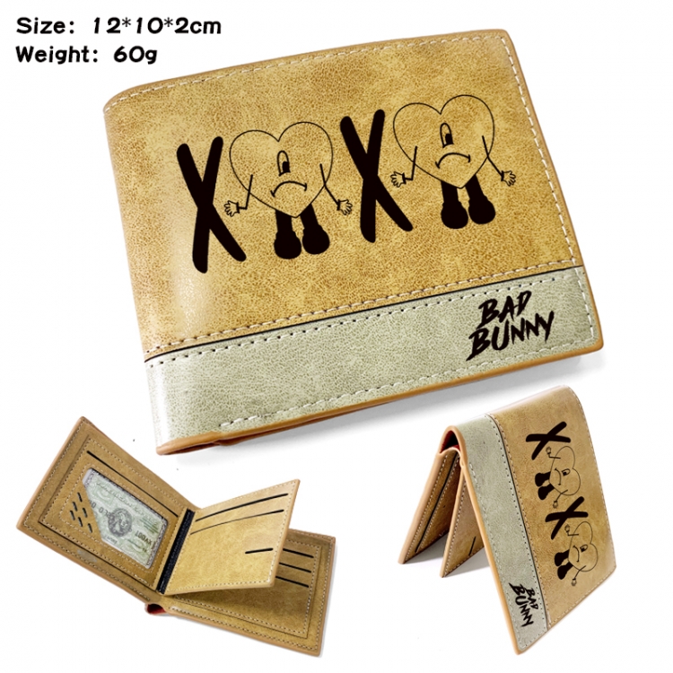 Bad Bunny Anime high-quality PU folding embossed wallet 12X10X2CM 60G