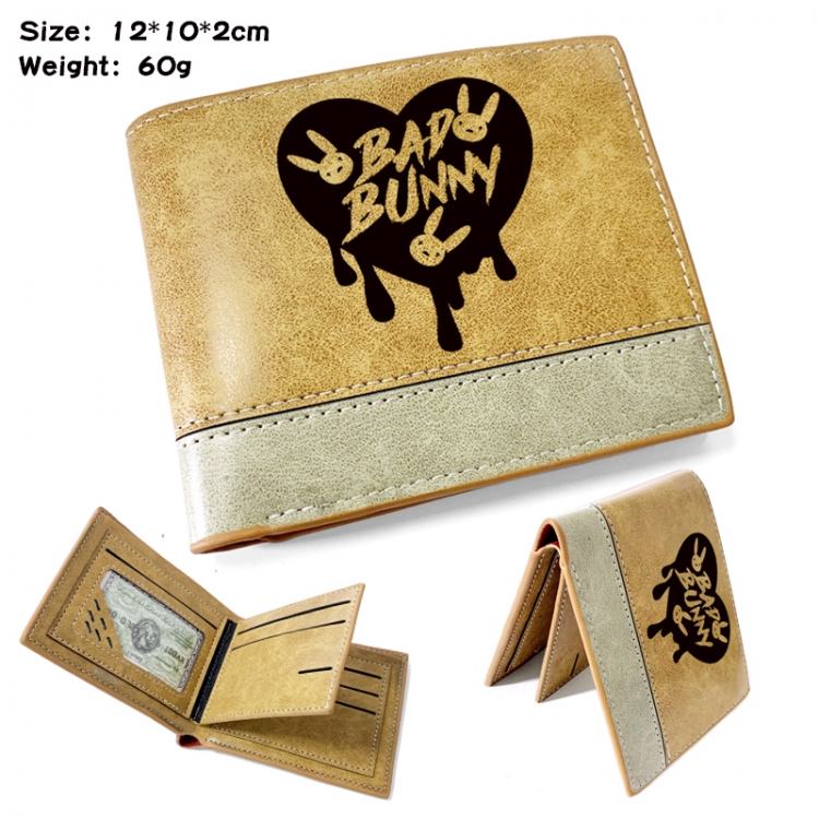 Bad Bunny Anime high-quality PU folding embossed wallet 12X10X2CM 60G