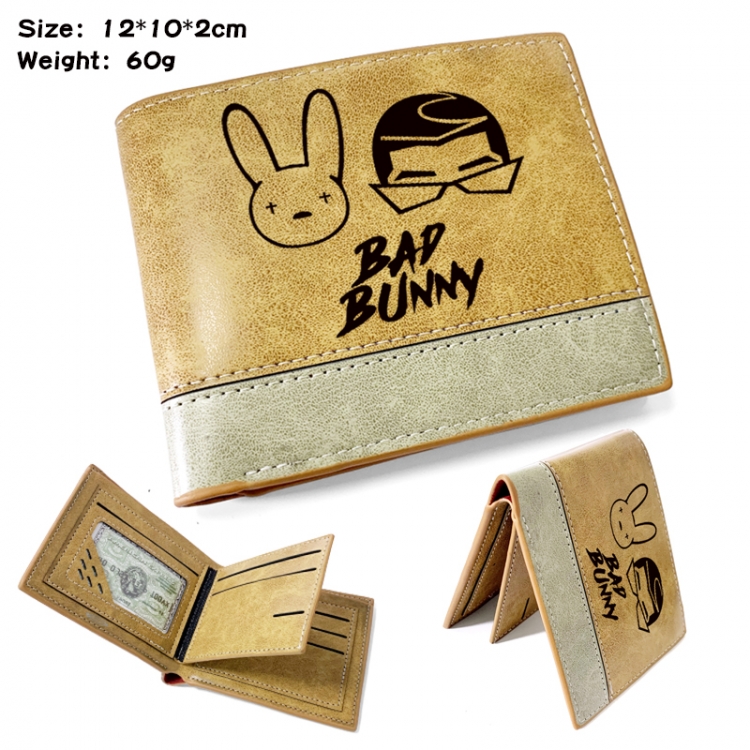 Bad Bunny Anime high-quality PU folding embossed wallet  12X10X2CM 60G