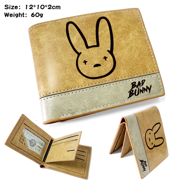 Bad Bunny Anime high-quality PU folding embossed wallet 12X10X2CM 60G