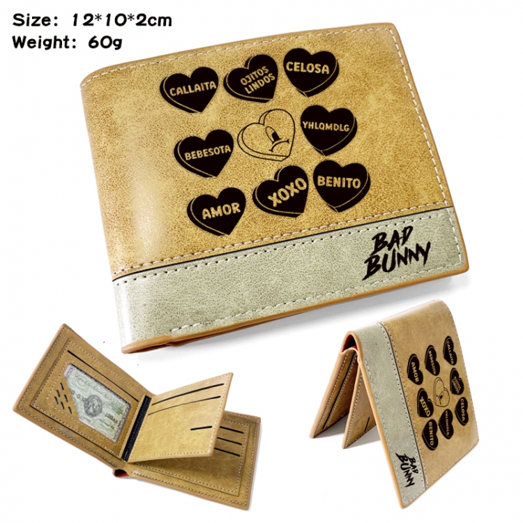 Bad Bunny Anime high-quality PU folding embossed wallet  12X10X2CM 60G