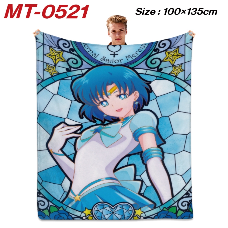 sailormoon  Anime flannel blanket air conditioner quilt double-sided printing 100x135cm MT-0521