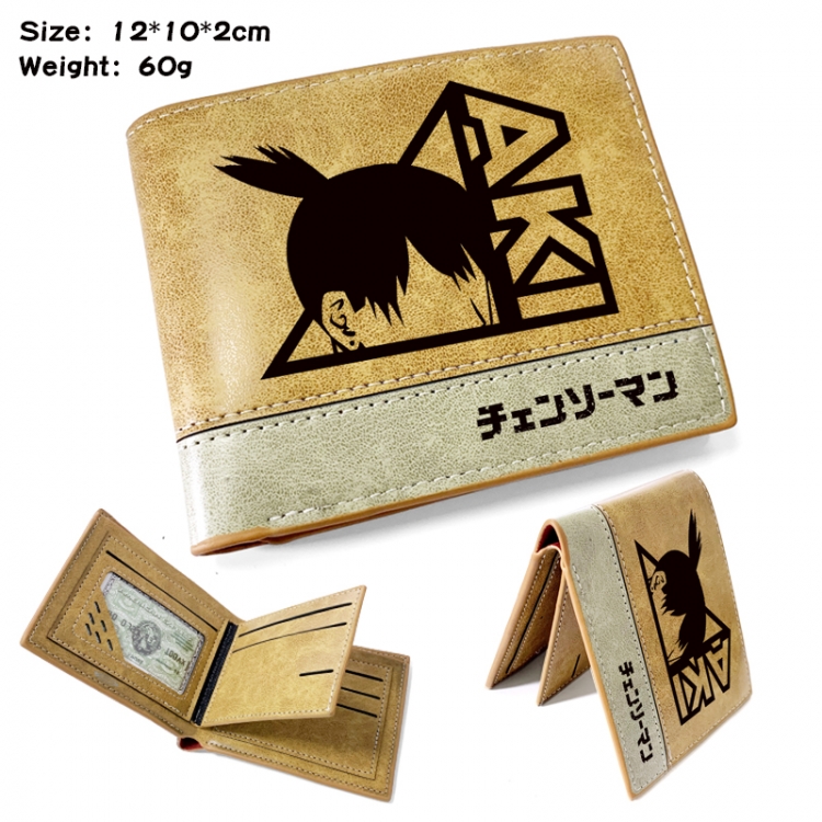 Chainsaw man Anime high quality PU two fold embossed wallet 12X10X2CM 60G