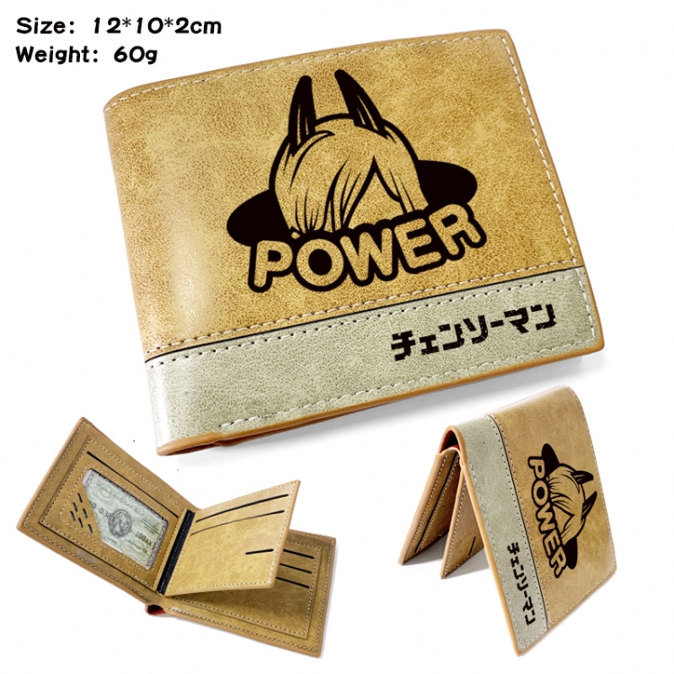 Chainsaw man Anime high quality PU two fold embossed wallet 12X10X2CM 60G