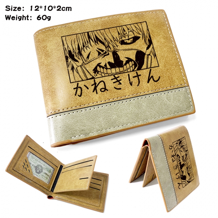 Tokyo Ghoul Anime high quality PU two fold embossed wallet 12X10X2CM 60G