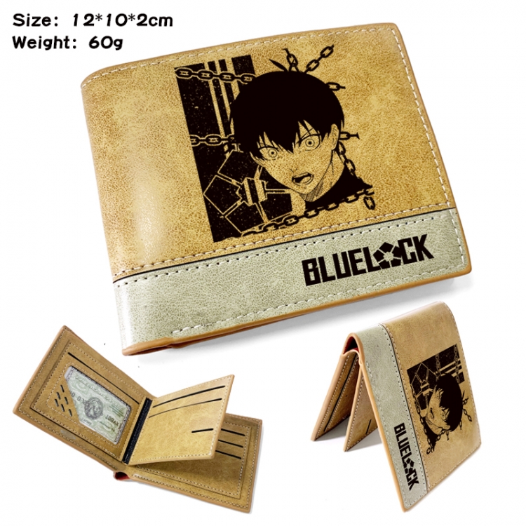 BLUE LOCK Anime high quality PU two fold embossed wallet 12X10X2CM 60G