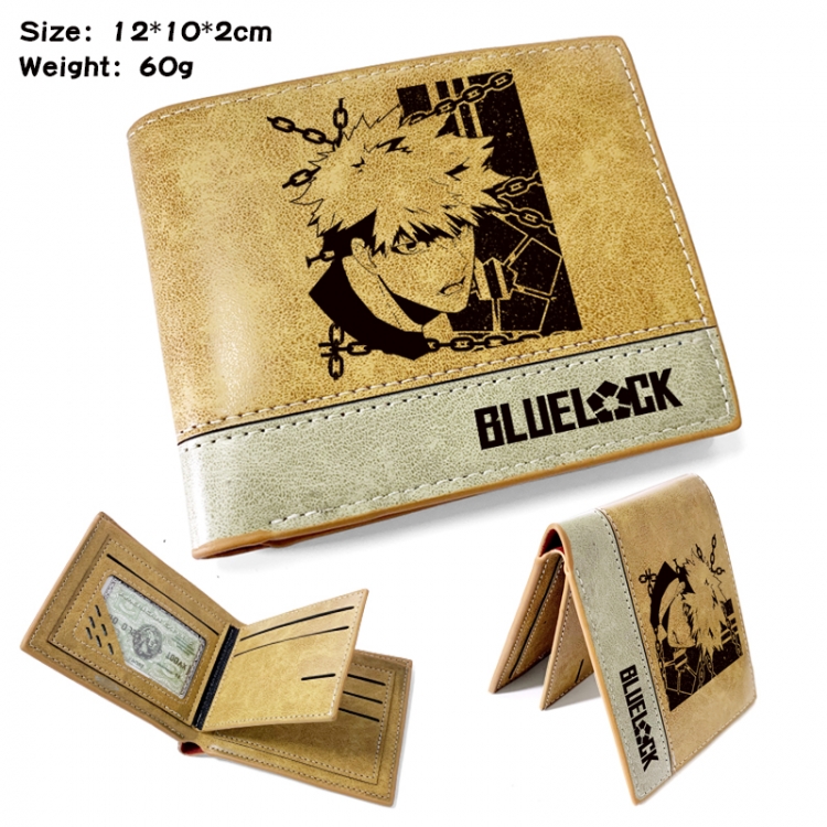 BLUE LOCK Anime high quality PU two fold embossed wallet 12X10X2CM 60G