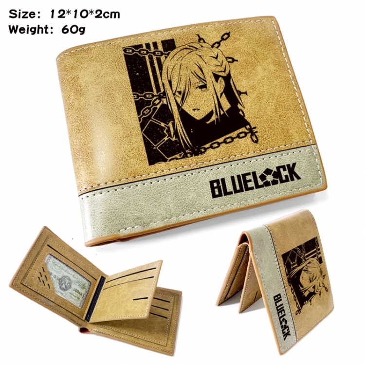 BLUE LOCK Anime high quality PU two fold embossed wallet 12X10X2CM 60G