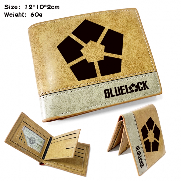 BLUE LOCK Anime high quality PU two fold embossed wallet 12X10X2CM 60G