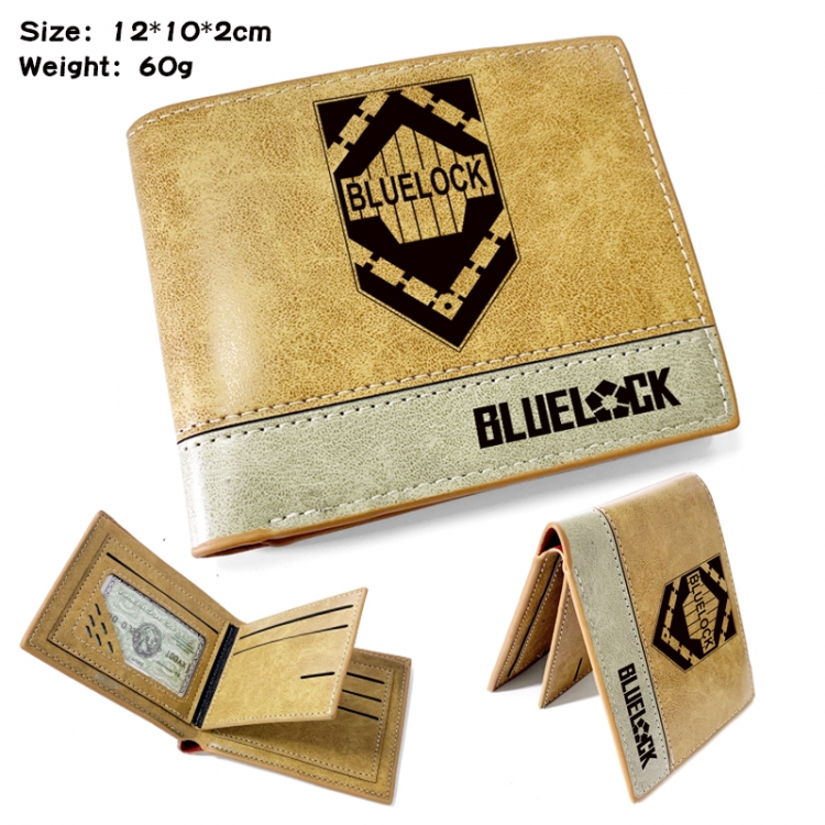 BLUE LOCK Anime high quality PU two fold embossed wallet 12X10X2CM 60G