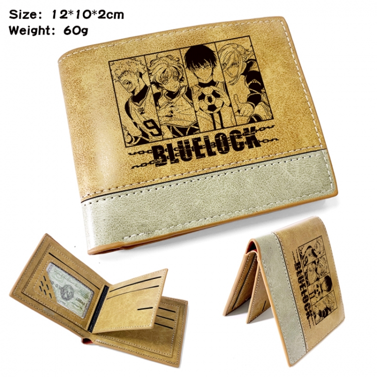 BLUE LOCK Anime high quality PU two fold embossed wallet 12X10X2CM 60G