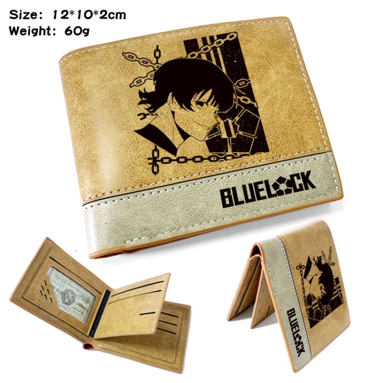 BLUE LOCK Anime high quality PU two fold embossed wallet 12X10X2CM 60G