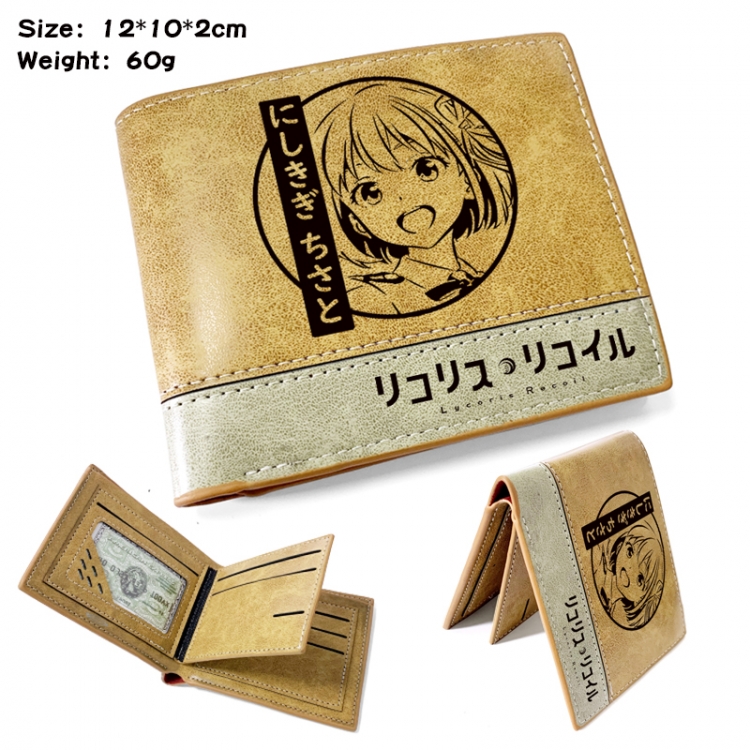 Lycoris Recoil Anime high quality PU two fold embossed wallet 12X10X2CM 60G